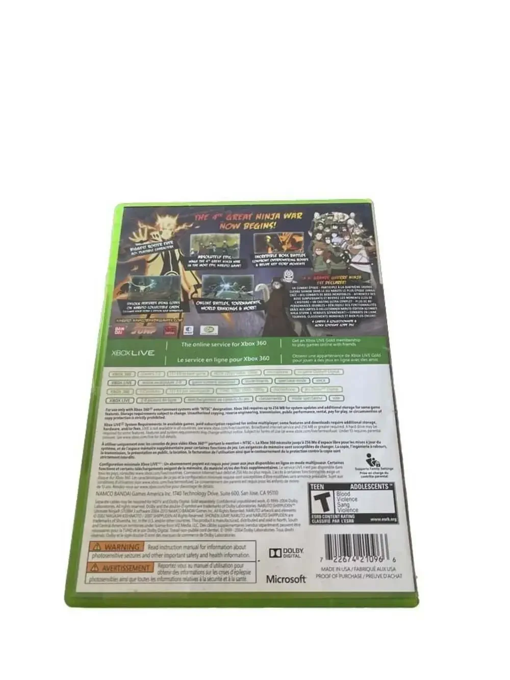 Naruto Shippuden: Ultimate Ninja Storm 3 - Xbox 360 ‎ Original Instruction book